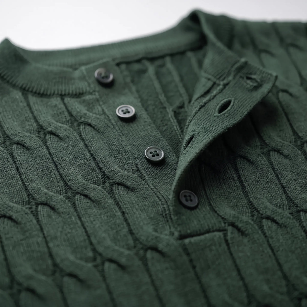 Ribford  - Textured Cable-Knit Short Sleeve Henley Shirt Smart-Casual Layering