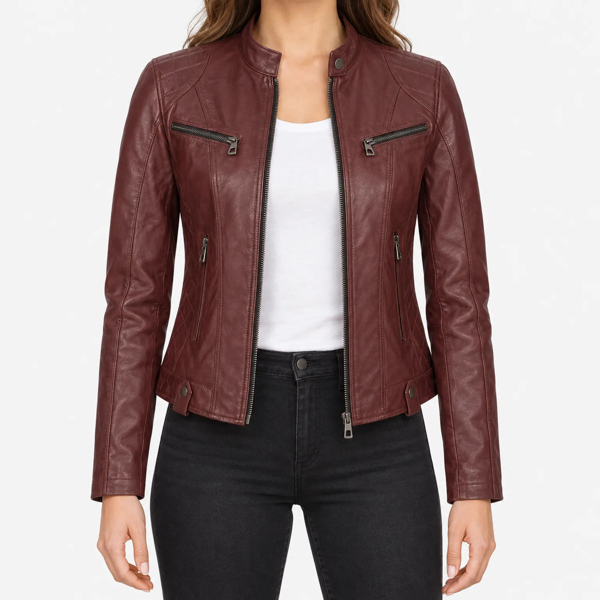 Rougeta  - Slim Fit Biker Jacket Layering Over Dresses