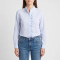 Ruffella  - Ruffle Front Button-Up Blouse Office Styling