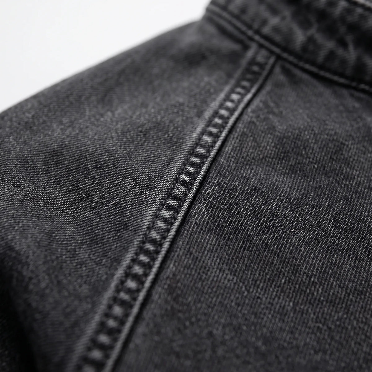 Men's long sleeve washed Henley shirt with stand collar and button placket