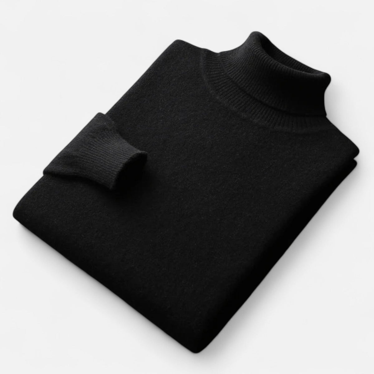Men's plain roll-neck jumper with ribbed collar and cuffs