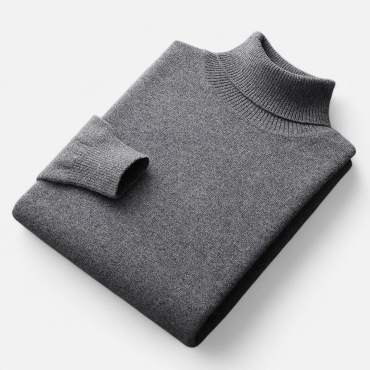 Men's plain roll-neck jumper with ribbed collar and cuffs