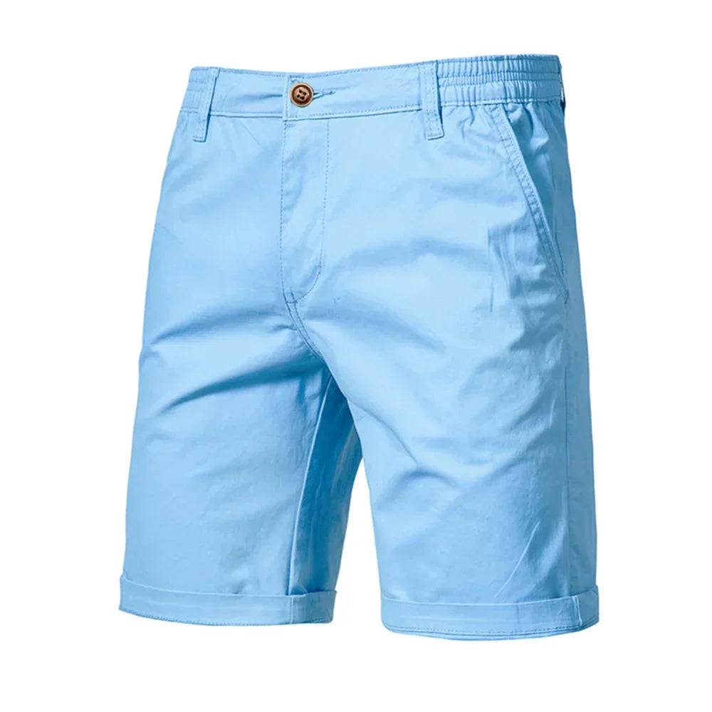 Men's chino shorts with button fastening, slant pockets and turn-up hems