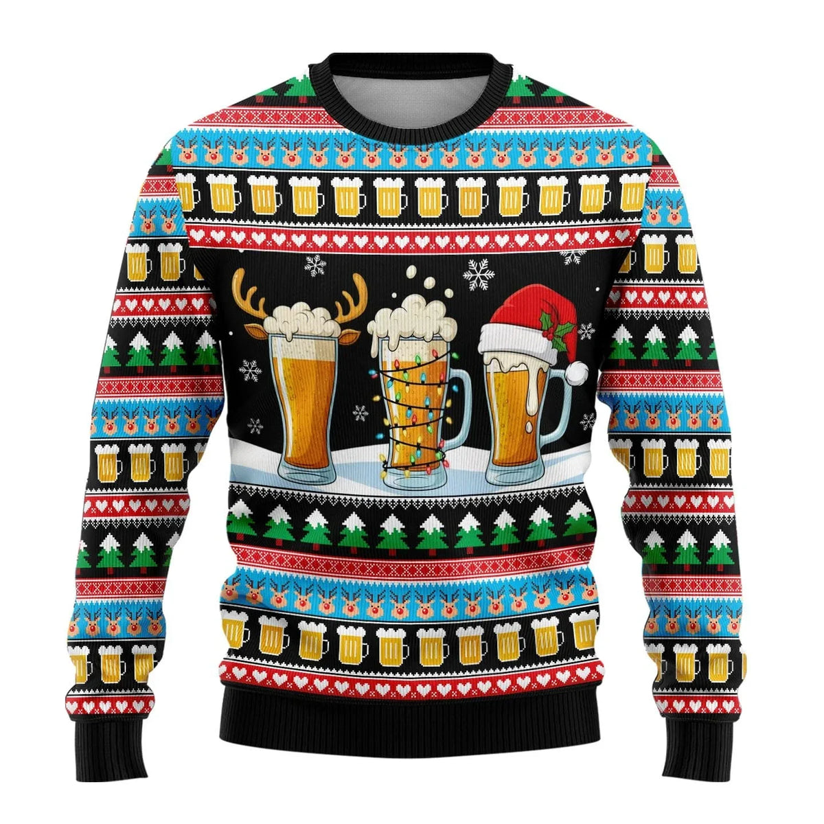 Men's Christmas graphic jumper with crew neck, long sleeves and festive character print