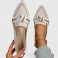 Women's pointed toe loafers with knotted strap and contrast trim