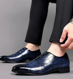 Men's textured slip-on loafers with square toe and low block heel