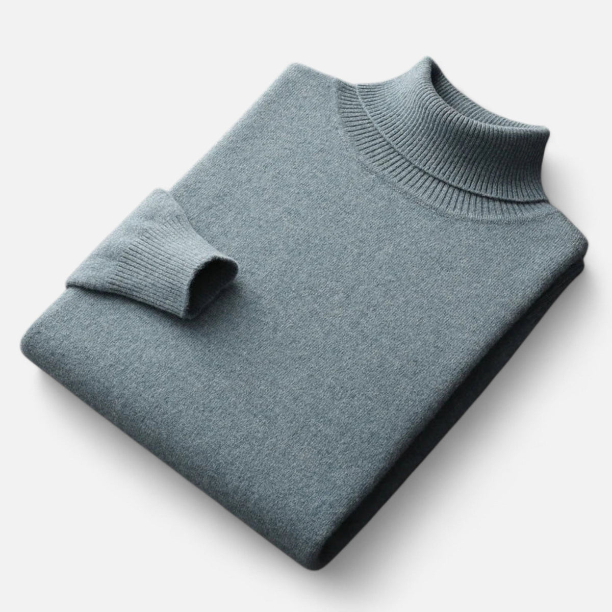 Men's plain roll-neck jumper with ribbed collar and cuffs