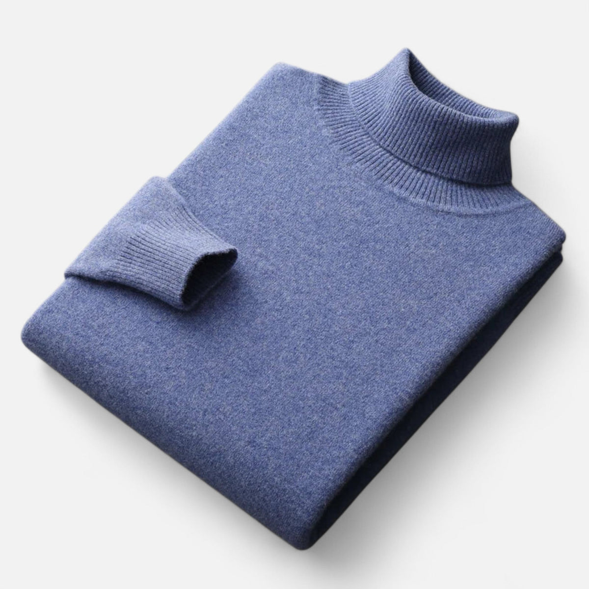 Men's plain roll-neck jumper with ribbed collar and cuffs