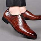 Men's textured slip-on loafers with square toe and low block heel