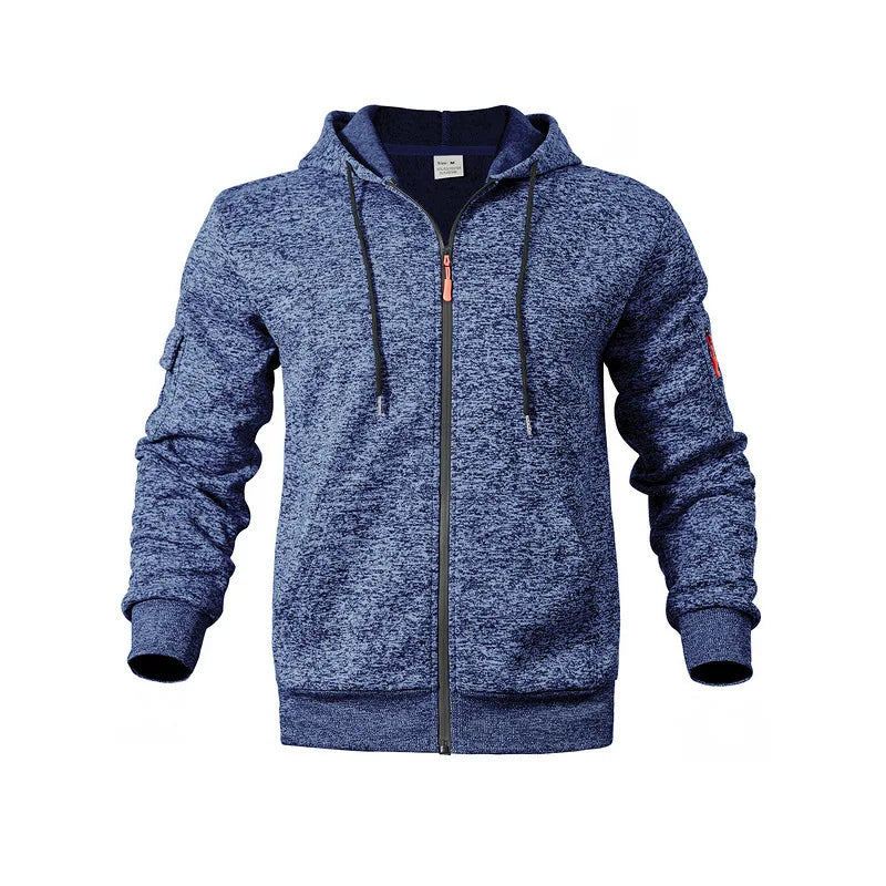 Men's hooded fleece jacket with full zip and zipped pockets