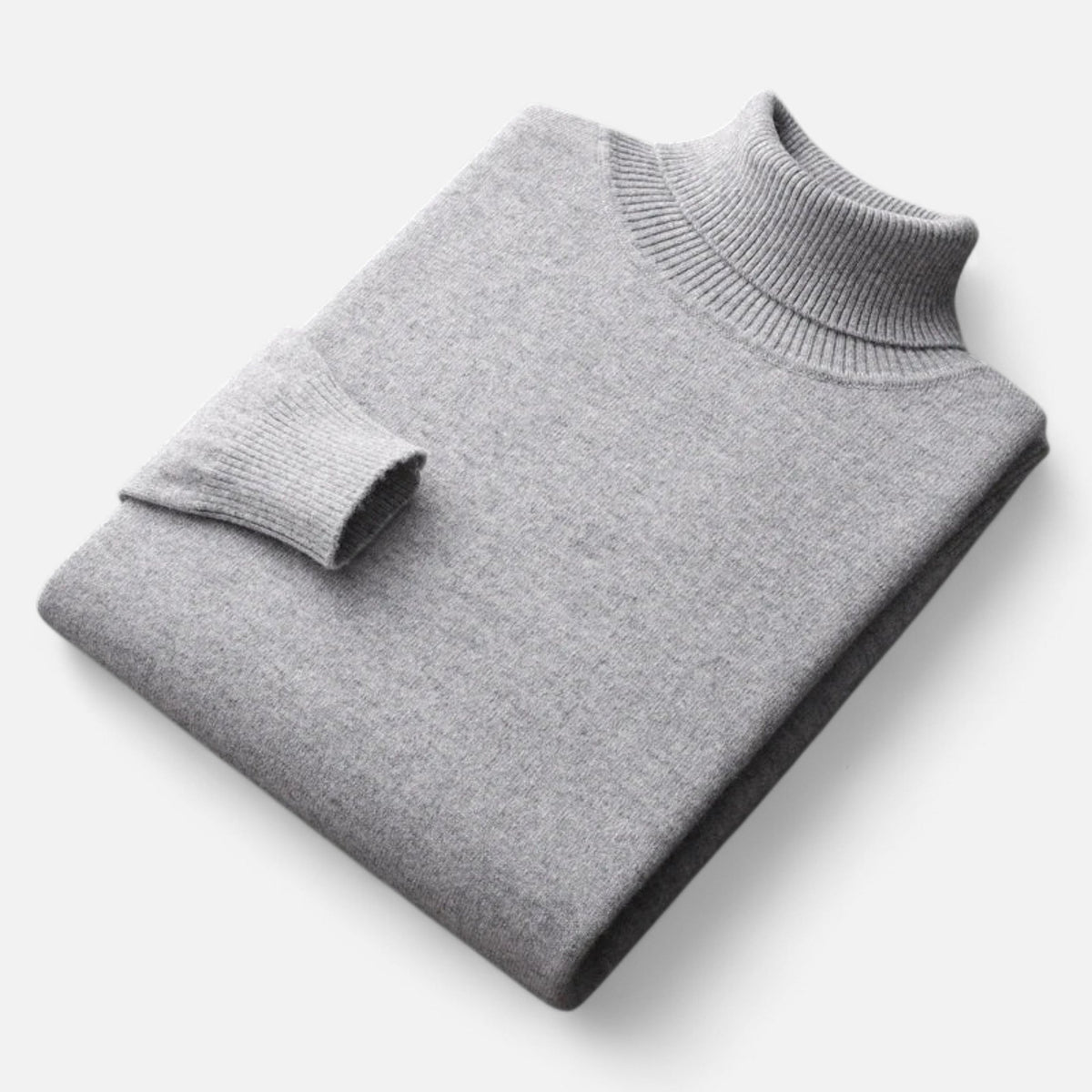 Men's plain roll-neck jumper with ribbed collar and cuffs