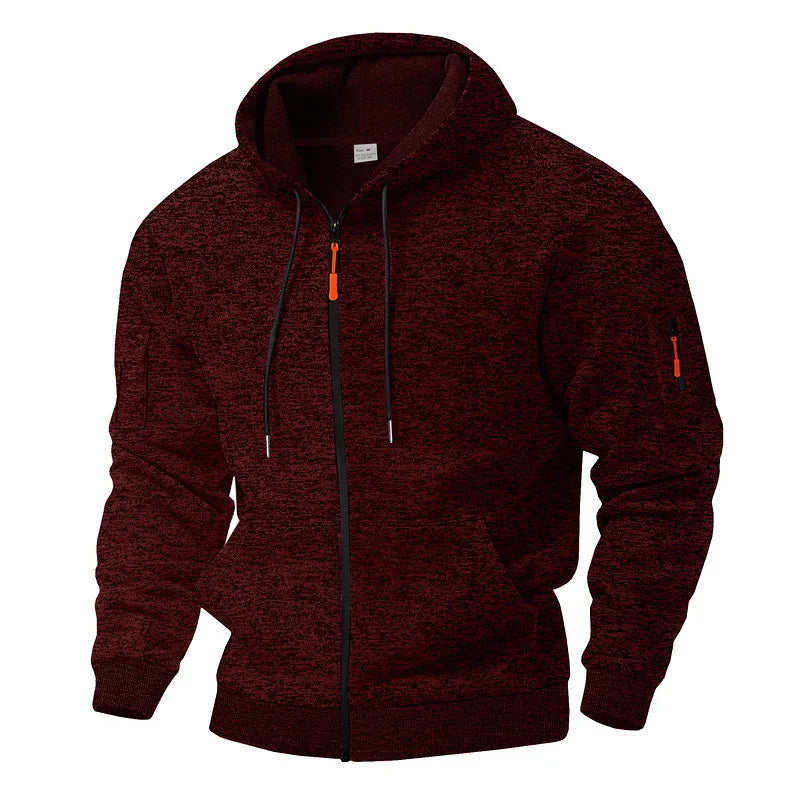 Men's hooded fleece jacket with full zip and zipped pockets