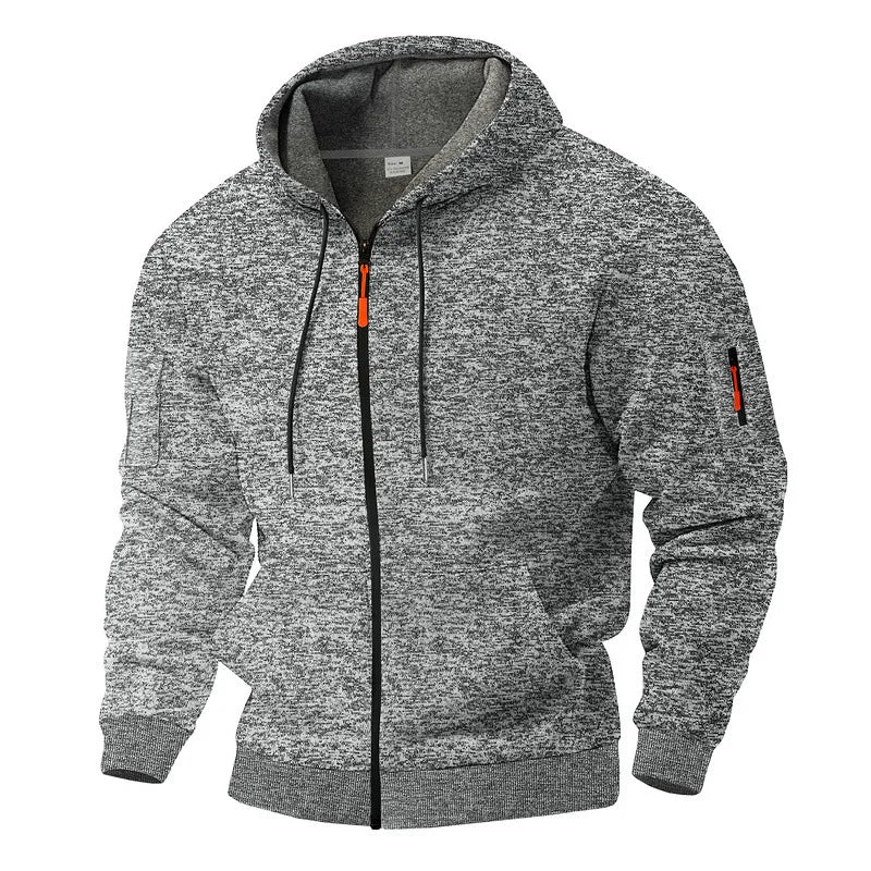 Men's hooded fleece jacket with full zip and zipped pockets