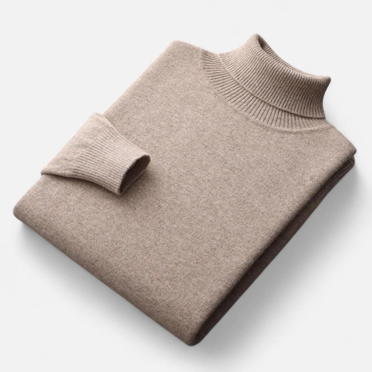 Men's plain roll-neck jumper with ribbed collar and cuffs
