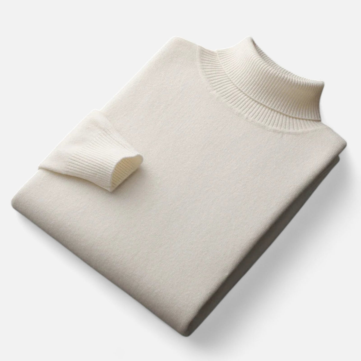 Men's plain roll-neck jumper with ribbed collar and cuffs