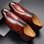 Men's textured slip-on loafers with square toe and low block heel