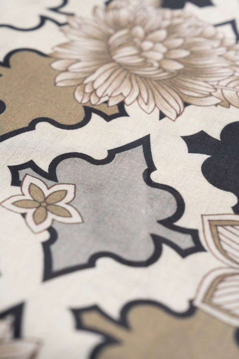 Beige floral printed shirt, trouser and dupatta fabric set with decorative borders