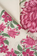 Pink and off-white floral printed fabric for a shirt, trouser and dupatta set