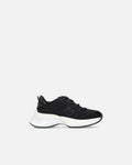 Black perforated trainers with lace-up fastening and white chunky sole