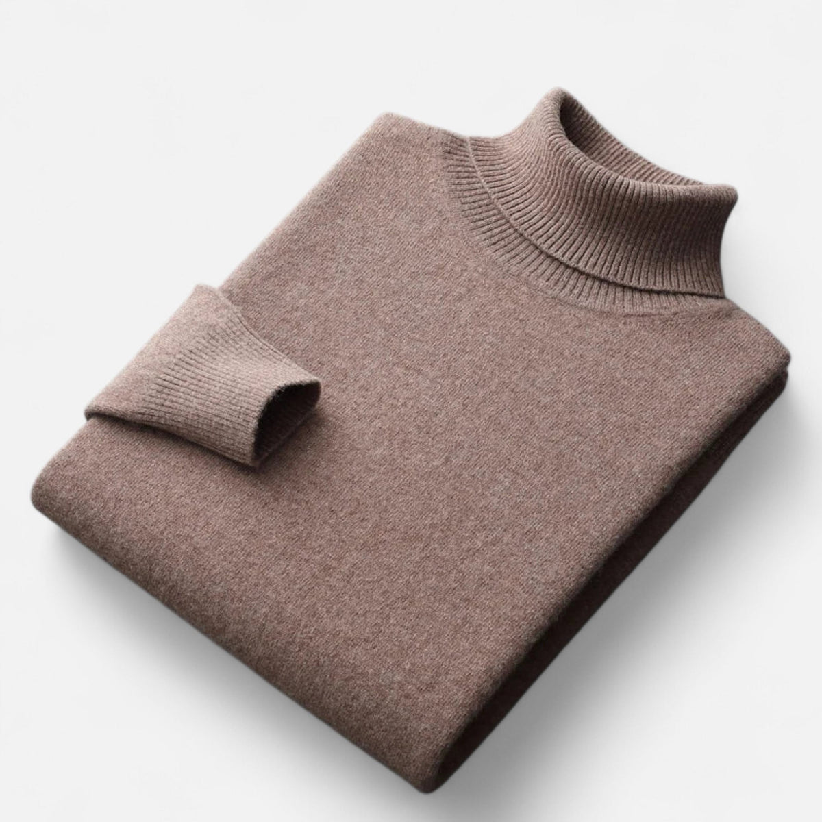 Men's plain roll-neck jumper with ribbed collar and cuffs