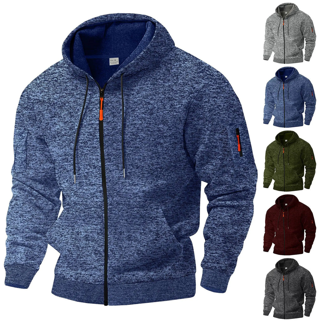 Men's hooded fleece jacket with full zip and zipped pockets