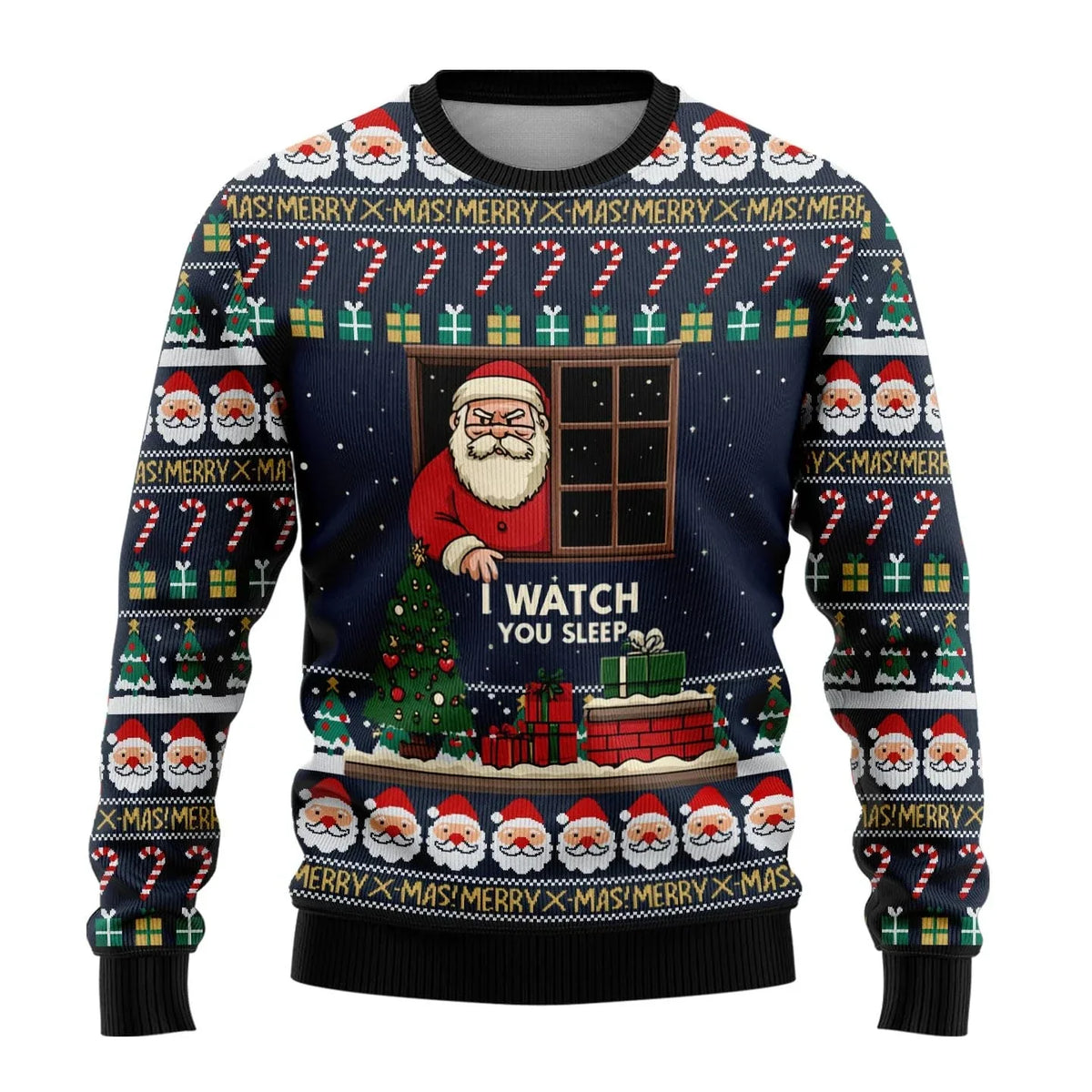 Men's Christmas graphic jumper with crew neck, long sleeves and festive character print