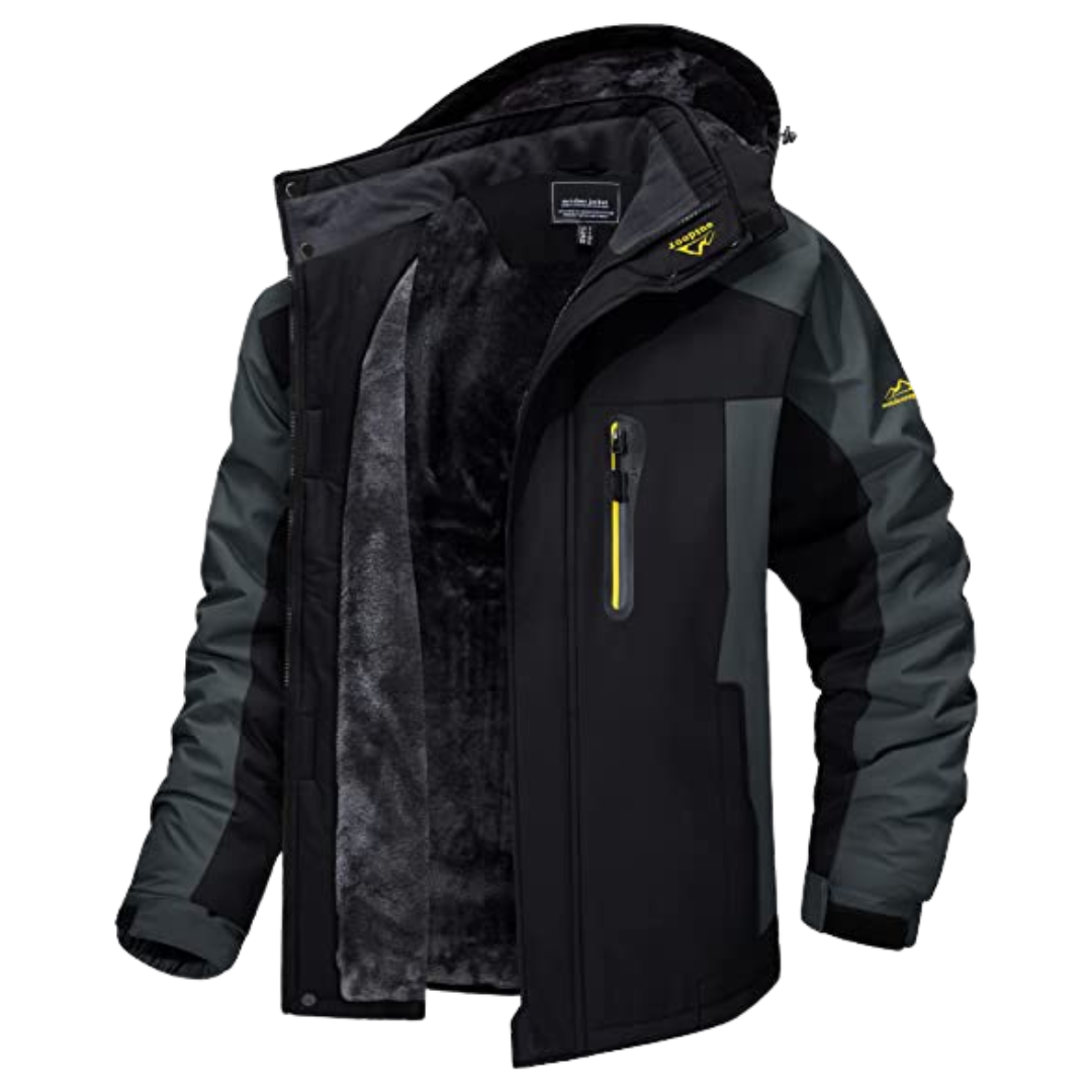 Men's colour-block hooded jacket with zip front and long sleeves
