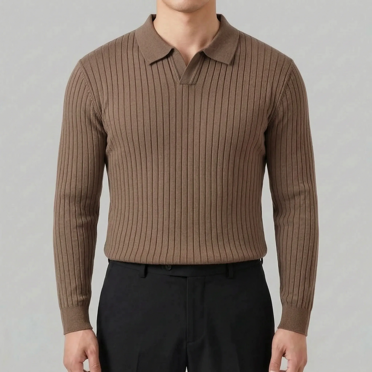 Sartorix  - Ribbed Polo Knit Jumper Smart-Casual Office Wear