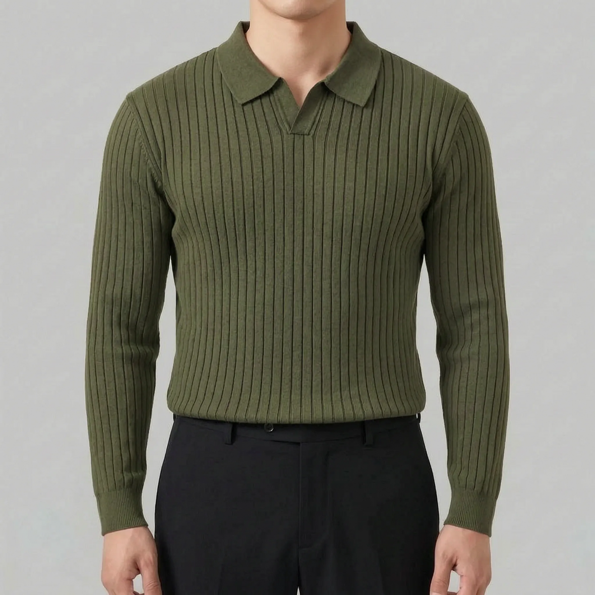 Sartorix  - Ribbed Polo Knit Jumper Smart-Casual Office Wear