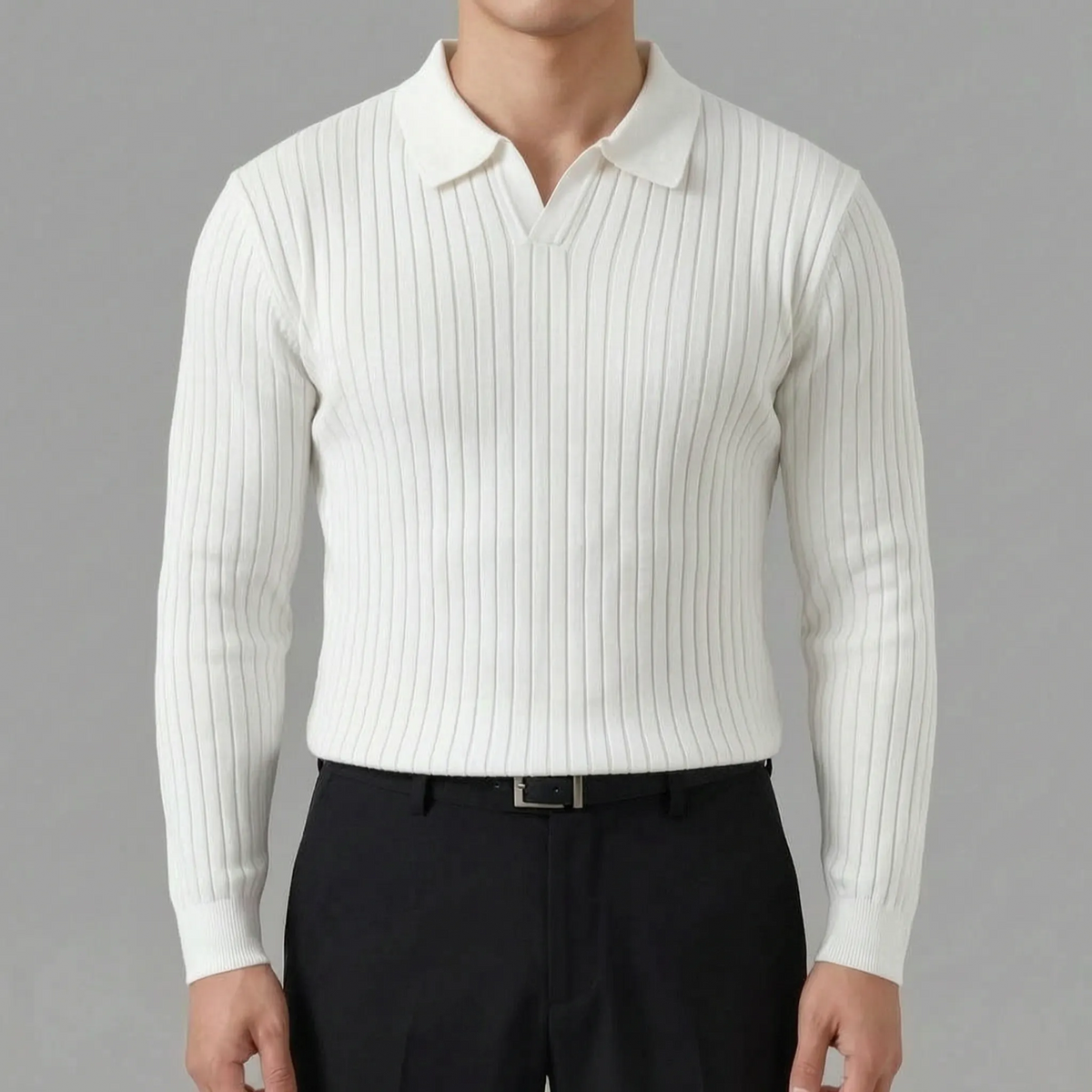 Sartorix  - Ribbed Polo Knit Jumper Smart-Casual Office Wear