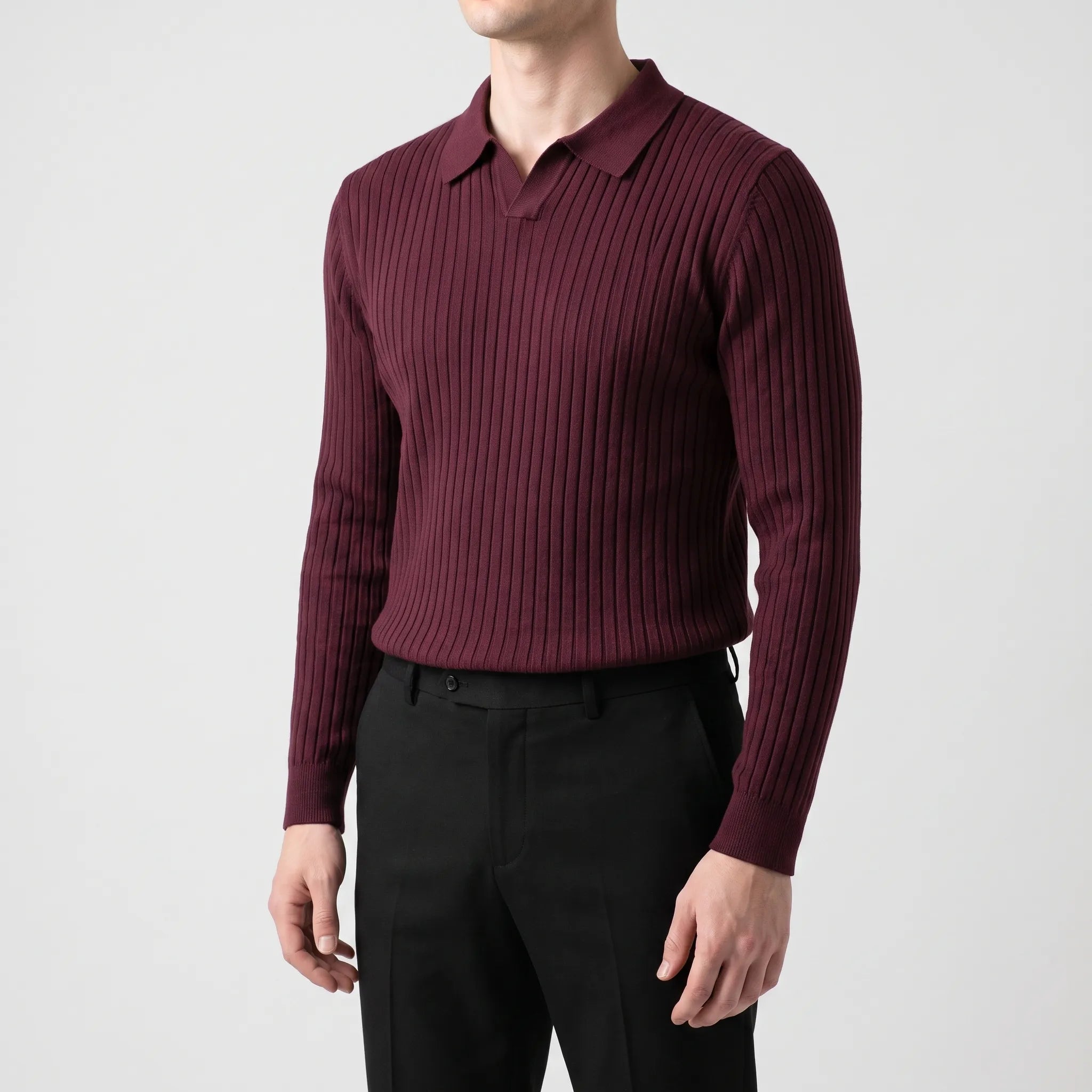 Sartorix  - Ribbed Polo Knit Jumper Smart-Casual Office Wear