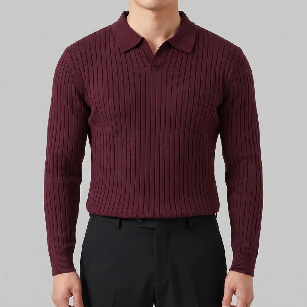 Sartorix  - Ribbed Polo Knit Jumper Smart-Casual Office Wear