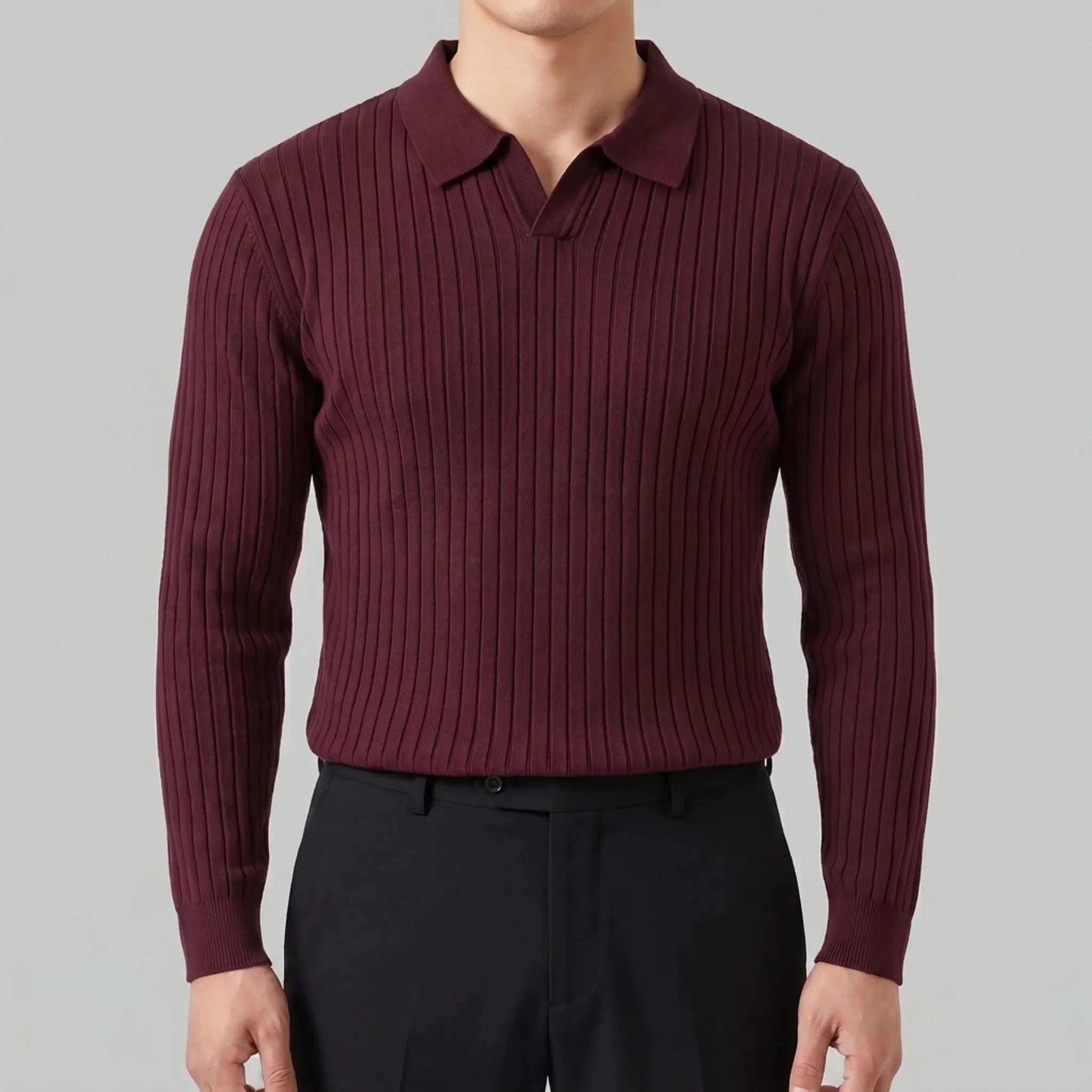 Sartorix  - Ribbed Polo Knit Jumper Smart-Casual Office Wear