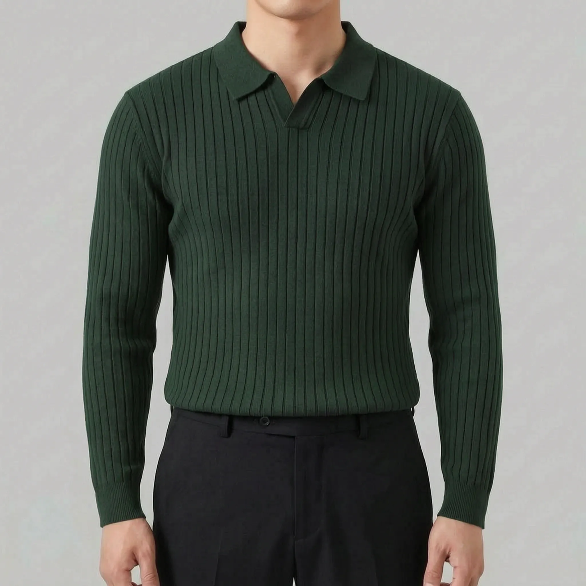 Sartorix  - Ribbed Polo Knit Jumper Smart-Casual Office Wear