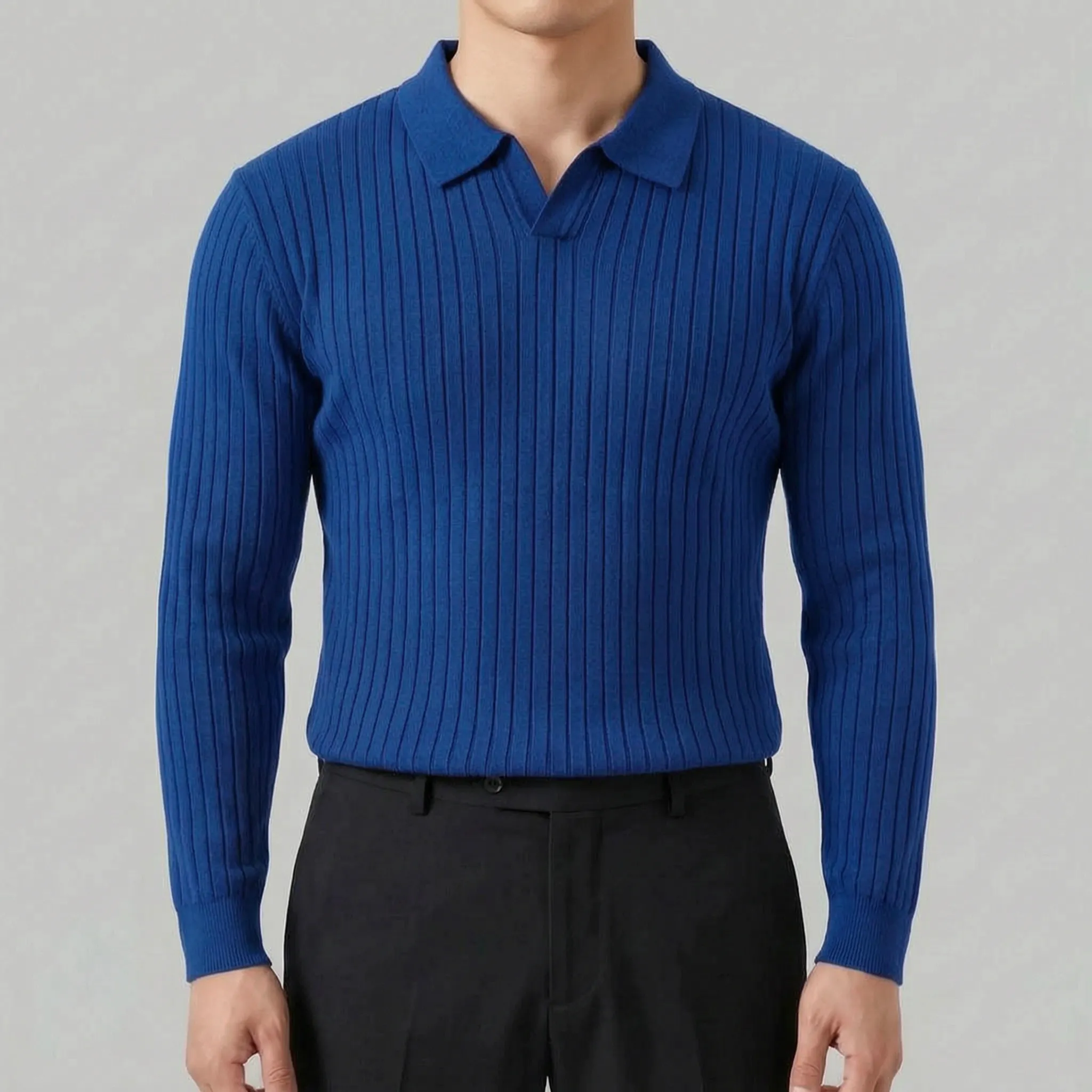 Sartorix  - Ribbed Polo Knit Jumper Smart-Casual Office Wear