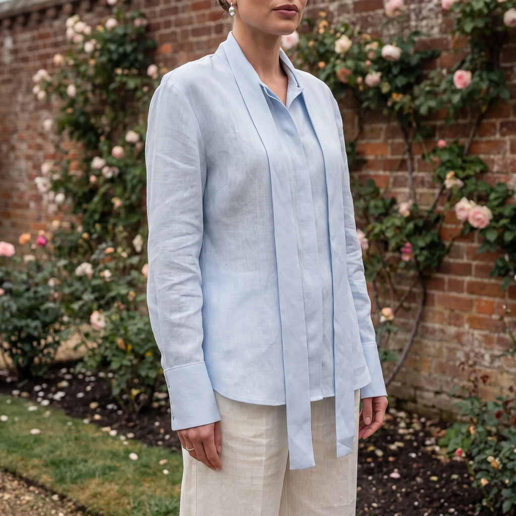 Sashira  - Relaxed Fit Tie Waist Blouse Office Styling