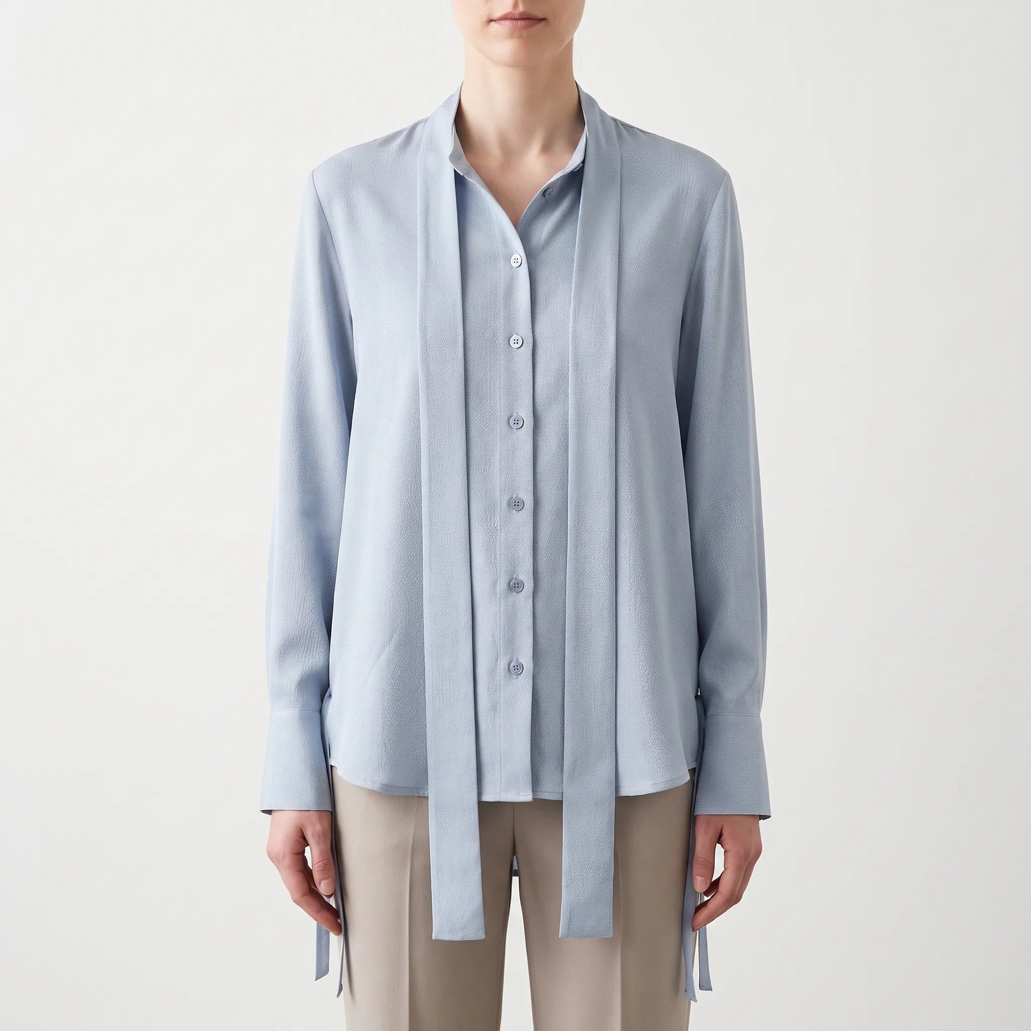 Sashira  - Relaxed Fit Tie Waist Blouse Office Styling