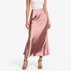 Satinia  - High-Waisted Midi Skirt Attending Social Events