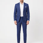 Men's slim fit two-piece suit with notch lapel blazer and matching trousers
