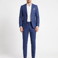 Men's slim fit two-piece suit with notch lapel blazer and matching trousers