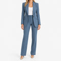Women's tailored wide-leg trouser suit with notched-lapel blazer
