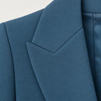 Women's tailored wide-leg trouser suit with notched-lapel blazer