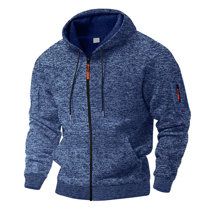 Men's hooded fleece jacket with full zip and zipped pockets