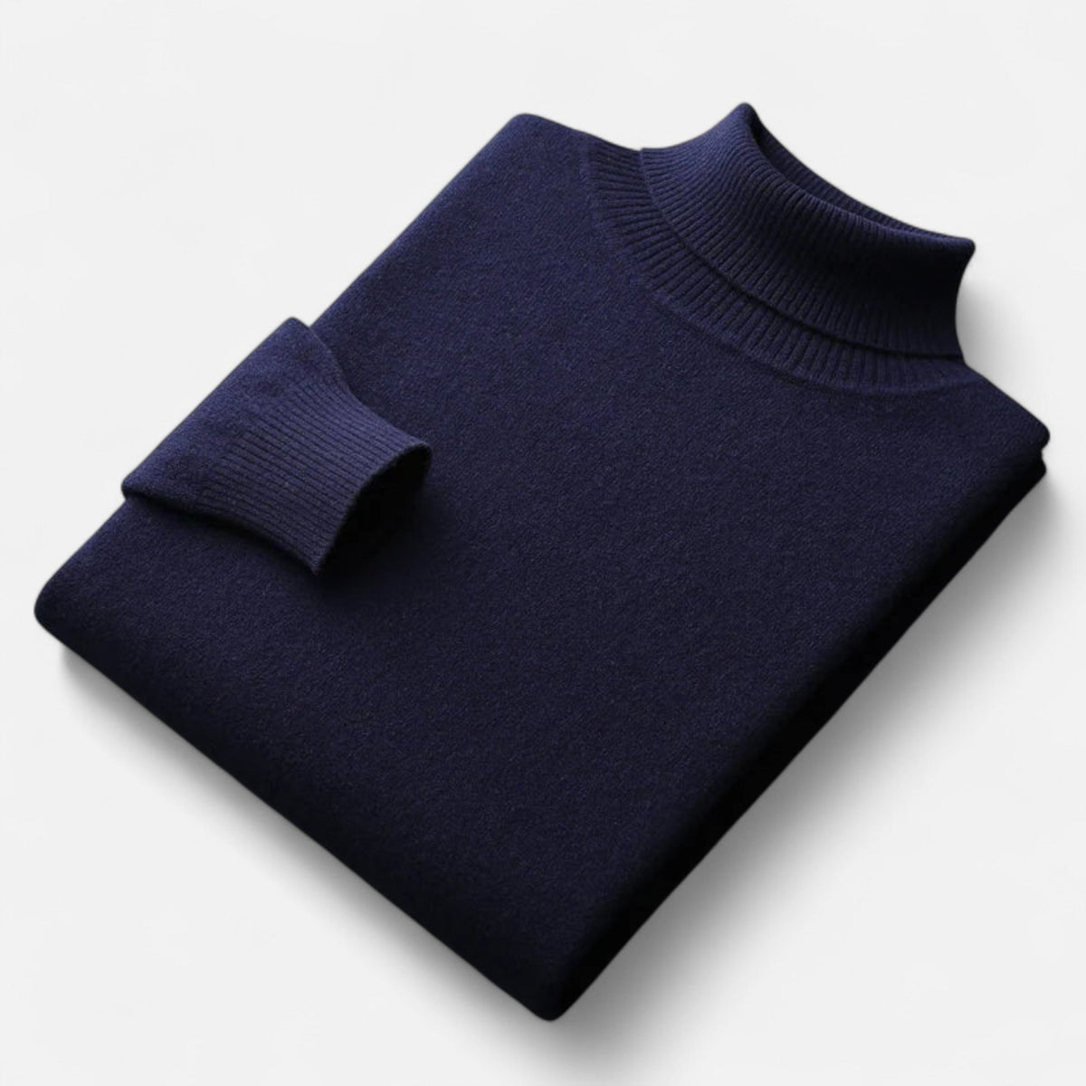 Men's plain roll-neck jumper with ribbed collar and cuffs