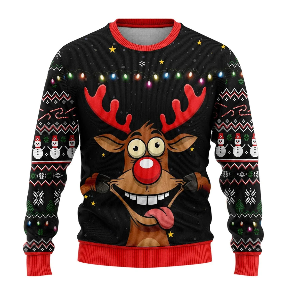 Men's Christmas graphic jumper with crew neck, long sleeves and festive character print