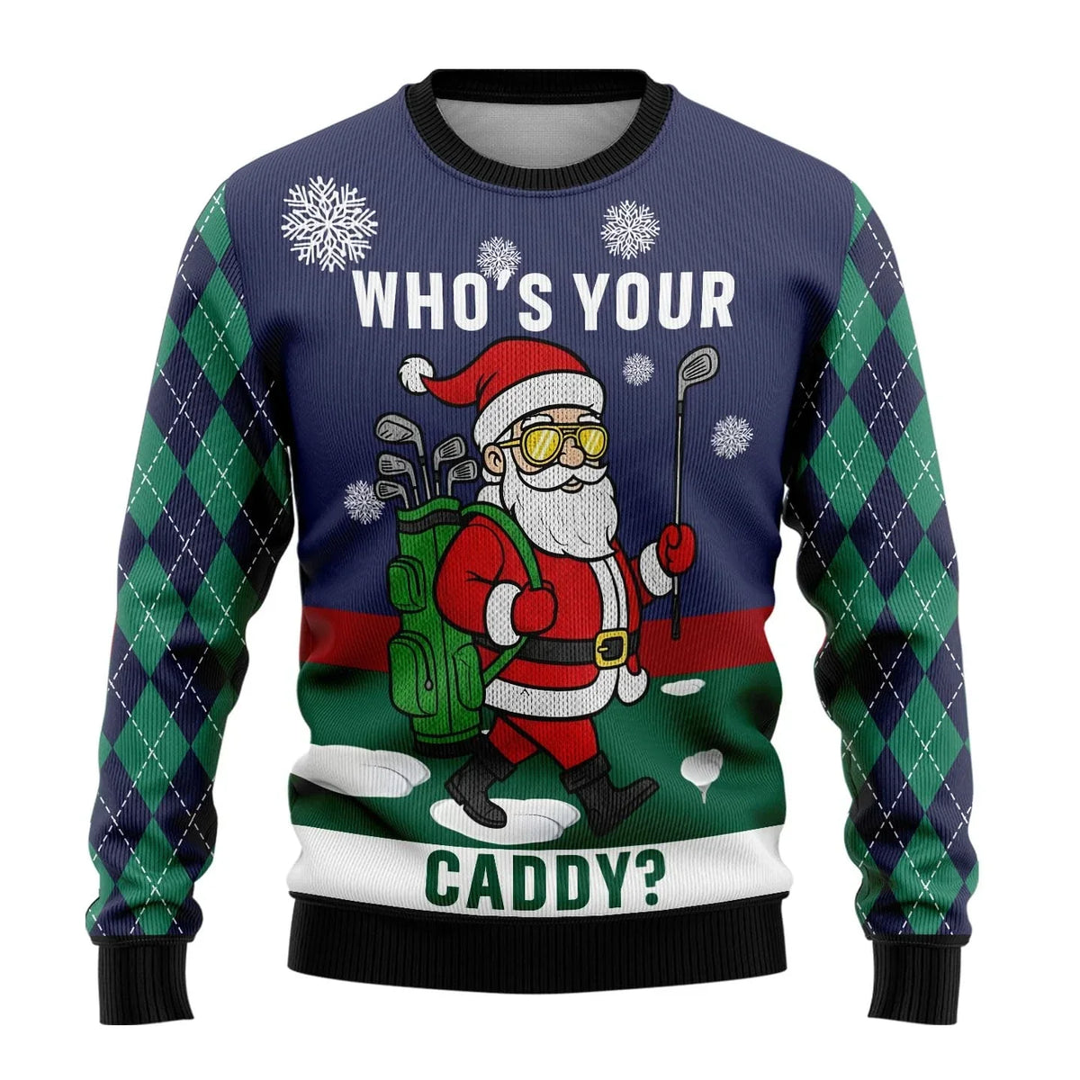 Men's Christmas graphic jumper with crew neck, long sleeves and festive character print