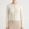 ScallopKnit  - Cropped Button-Up Fine Knit Cardigan Layering Over Dresses