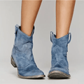 Women's ankle boots with side pull tabs and low block heels