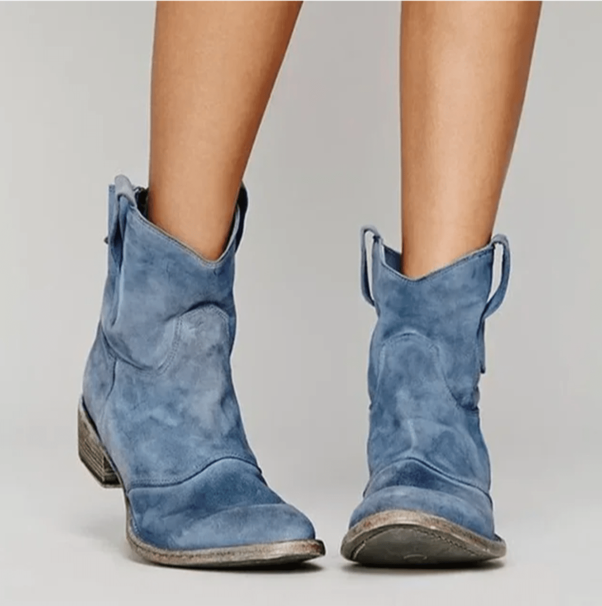 Women's ankle boots with side pull tabs and low block heels