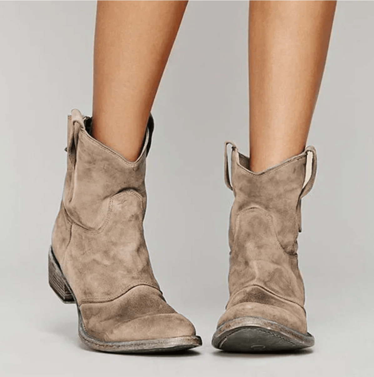 Women's ankle boots with side pull tabs and low block heels